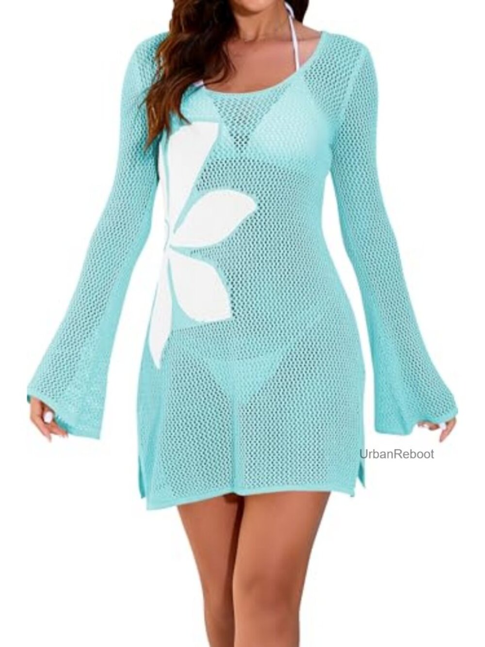 Crochet Swimsuit Cover Up Beach Floral Dress